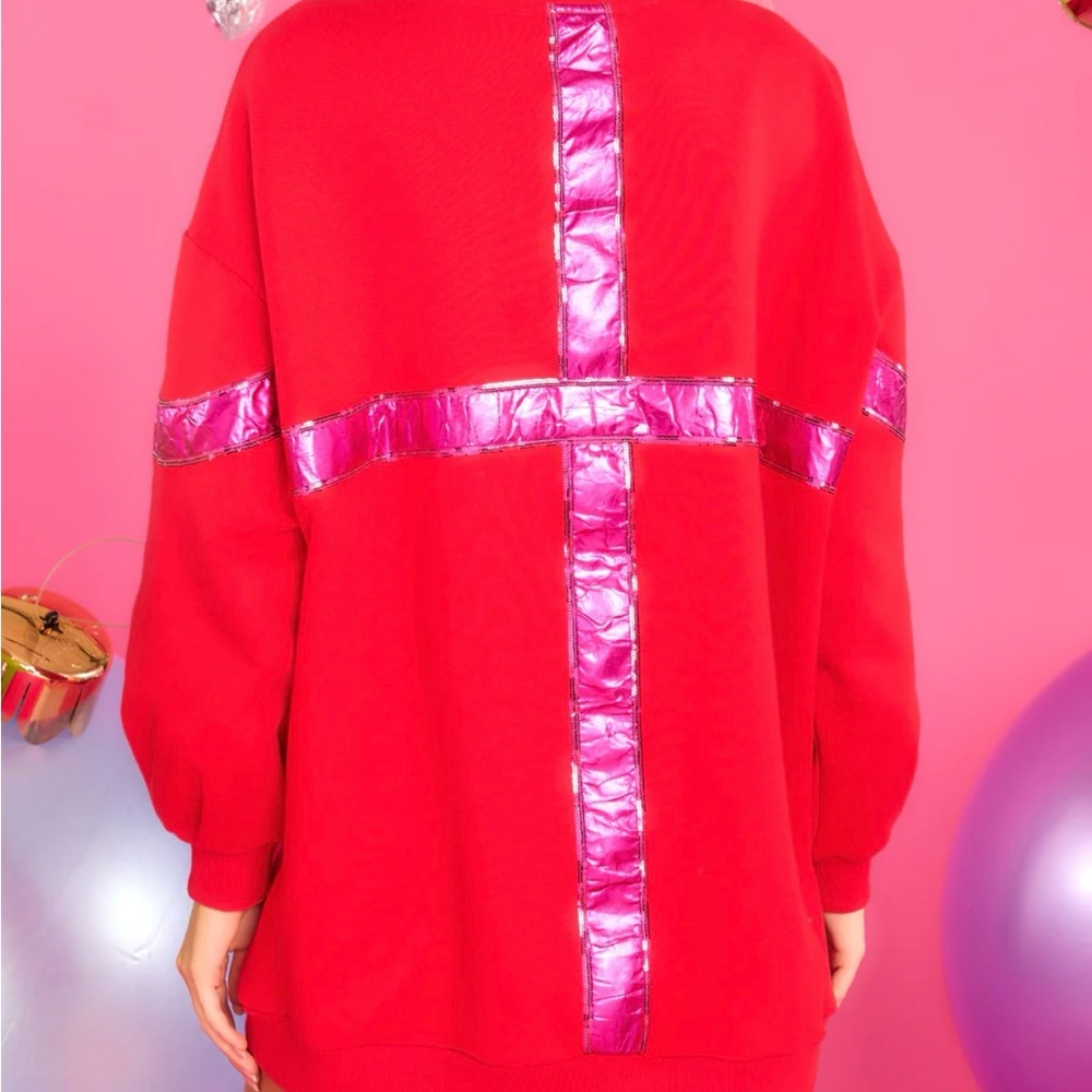 NWT QUEEN OF SPARKLES BOW SWEATSHIRT DRESS/TUNIC - Picture 7 of 8